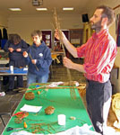 Tim Johnson prepares his materials