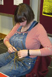 Joanne deep in concentration