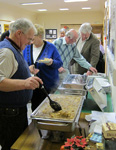 Hugh was dressed for the part as he served the stovies at half time