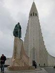 The iconic Hallgrimskirkja modernist concrete church that sits on high ground overlooking Reykjavik and is visible from all over the city. It was very