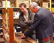 Andrew Kieran explains the operation of our working weaving loom