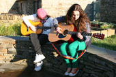 Itinerant minstrels enjoying the sunshine in the Heritage Garden