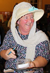 Izzy hard at work judging the costumes of audience members who joined in the fun by dressing up in period costume
