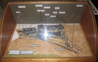 A superb model of Point of Cott Stalled Cairn, Westray, Orkney, produced by local amateur archeologist, Paul Humphreys, Dunnet