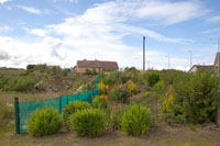 Approaching the Oag's magnificent garden - reclaimed from derelict land at the edge of the redundant quarry workings at the west end of Castletow