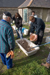 Water is carefully measured and added