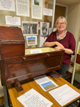 Sheena Budge with her beautiful crib, originally from Stroma
