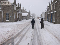 This scene walking up Main Street is reminiscent of an old black and white photograph