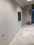 Plasterboard complete with inset display cabinet