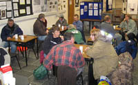 Enjoying a well earned break. Catering was provided by lady members of the Society, with a superb selection of soups, much in demand.