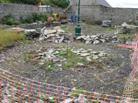 The outline of the proposed circular seating feature can be seen marked out in yellow.